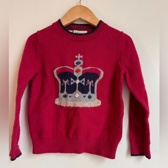 Mini BODEN Crown Sweater Penelope Pink Little Girl 6 7 British Princess Queen - Picture 2 of 6